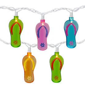 10-Count Summer Flip Flop Novelty String Christmas Light Set with 7.25' White Wire