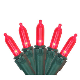 50-Count Red LED Mini Christmas Light Set with 16.25' Green Wire