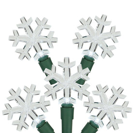 20-Count White LED Snowflake Christmas Light Set with 6' Green Wire