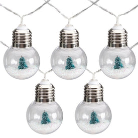 10-Count Warm White Bulb with Tree Battery-Operated LED Christmas Light Set with 3.25 Foot Clear Wire