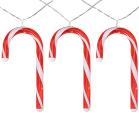 7-Count Warm White Candy Cane Battery-Operated LED Christmas Light Set with 3' Clear Wire