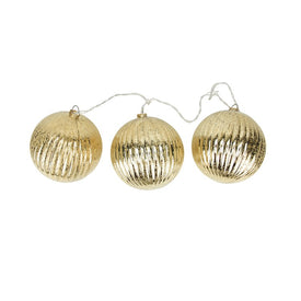 20-Count Gold Ribbed Ball Ornaments Christmas Light Set with 1.5' White Wire