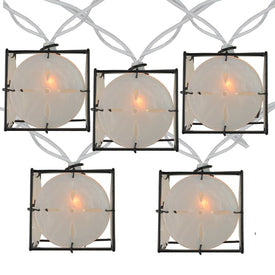 10-Count Pearlized White and Black Lantern Party Patio Christmas Light Set with 7.5' White Wire