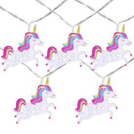 10-Count Warm White Unicorn Battery-Operated LED Christmas Light Set with 3' Clear Wire