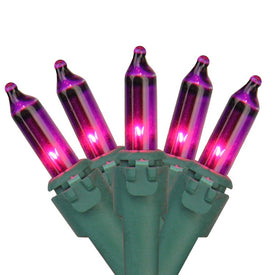 35-Count Purple Mini Christmas Light Set with 7' Green Wire