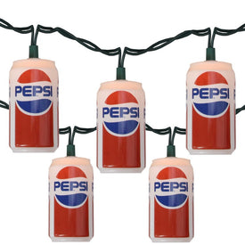 10-Count Clear Classic Pepsi Can Novelty Christmas Light Set with 8.5' Black Wire