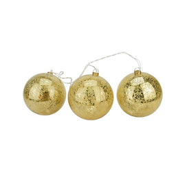20-Count Gold Ball Ornaments Mini Christmas Light Set with 1.5' White Wire