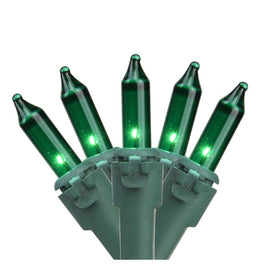 100-Count Green Commercial-Grade Mini Christmas Light Set with 45.5' Green Wire