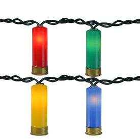 10-Count Multi-Color Shotgun Shell Novelty Christmas Light Set with 7.5' Green Wire