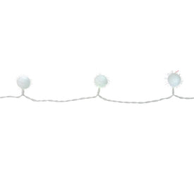 40-Count Cool White Iridescent Snowball LED Christmas Light Set with 19.2' White Wire
