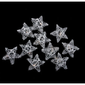10-Count Battery-Operated Clear LED Spun Glass Star Christmas Lights