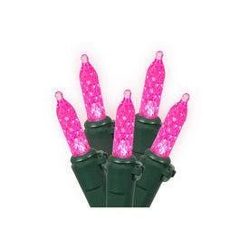70-Count Pink LED M5 Mini Christmas Light Set with 35' Green Wire