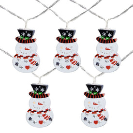 10-Count Snowmen with Top Hats LED Christmas Light Set with 4.5' Clear Wire