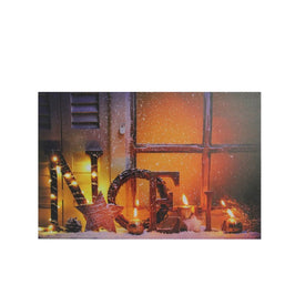 12" x 15.75" Noel and Flickering Candles LED Lighted Christmas Canvas Wall Art