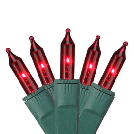 50-Count Red Perm-o-Snap Mini Christmas Light Set with 24.75' Green Wire