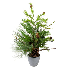 2' Unlit Mixed Pine Cedar and Twig Potted Artificial Christmas Tree