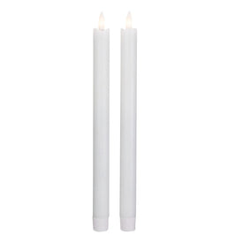 11" White Wax Flameless LED Taper Christmas Candles Set 2