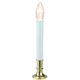 9" Pre-Lit White and Gold C7 Light Christmas Candle Lamp with Sensor