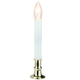 9" White and Gold Lighted C7 Christmas Candle Lamp with Timer
