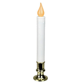 9" White LED Flickering Christmas Candle Lamp with Brass Base