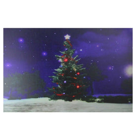 23.5" x 15.5" Color-changing Christmas Tree Fiber Optic and LED Lighted Canvas Wall Art