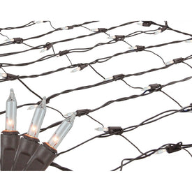 2' x 8' Clear Mini Net-Style Tree Trunk-Wrap Christmas Lights with Brown Wire