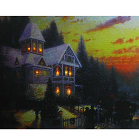 15.75" x 19.5" Victorian Christmas At Sunset LED Lighted Canvas Wall Art