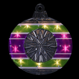 15.5" Lighted Purple and Green Shimmering Ornament Window Silhouette Christmas Decoration