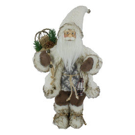 12" Standing Snow Lodge Santa Christmas Figurine with a Lantern