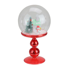 8.75" Red Holiday Scene Pedestal Globe Tabletop Decoration