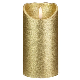 6" Gold Glitter Flameless LED Christmas Decoration Candle