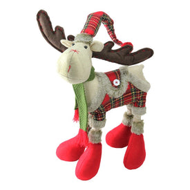 25" Nordic Red and Green Plaid Reindeer Christmas Tabletop Figurine