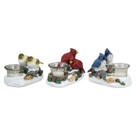5.75" Christmas Birds Tabletop Decoration with Tealight Candle Holders Set of 3