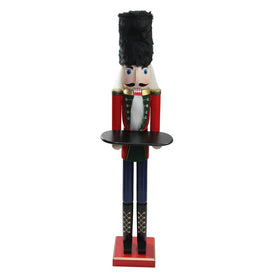 48.25" Red and Black Christmas Butler Nutcracker with Tray