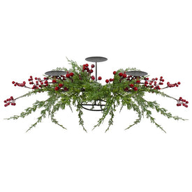 32" Frosted Red Berry Candle Holder Christmas Tabletop Decoration