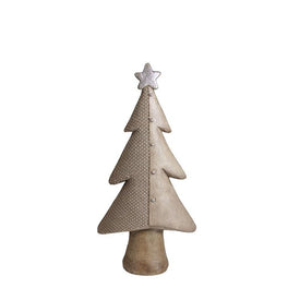 24" Brown and Silver Christmas Tree with a Glitter Star Tabletop Figurine