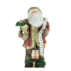 8' Green and Red Inflatable Musical Santa Claus LED Lighted Christmas Figurine with Gift Bag