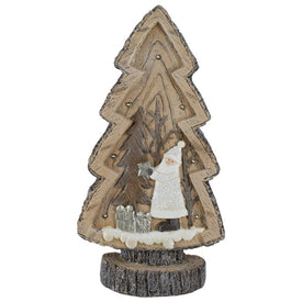 20" Rustic Glittered LED Lighted Tabletop Christmas Tree with Winter Scene