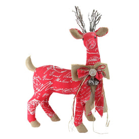 24" Red and Brown Reindeer with Bow Christmas Decoration