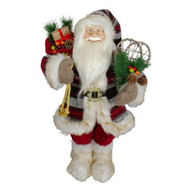 18" Standing Santa Christmas Figurine with Snow Shoes and Fur Boots