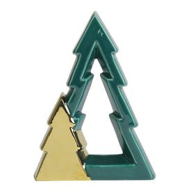 7.25" Green and Gold Cutout Christmas Tree Decoration