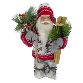 12" Standing Santa Dressed In a Warm Sweater and Fur Boots Christmas Figurine