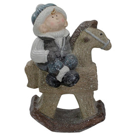 18" Boy On Rocking Horse Christmas Tabletop Figurine