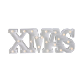 18.5" White Xmas Battery-Operated LED Lighted Christmas Marquee Sign
