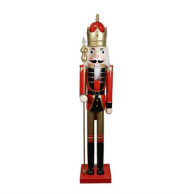 5' Red and White Commercial-Grade Christmas Nutcracker with Scepter