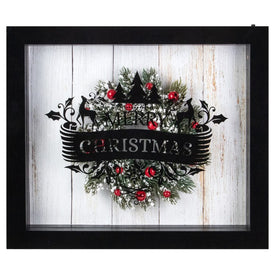 14" 3-D Merry Christmas LED Christmas Shadow Box Decoration with Black Frame
