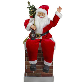 Santa Delivering Presents Down a Smokestack Chimney Christmas Decoration
