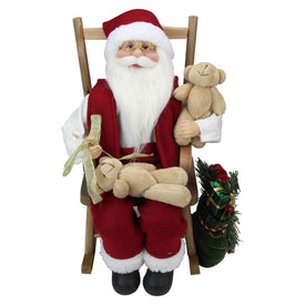 14.75" Santa Claus In a Rocking Chair with Teddy Bears Figurine