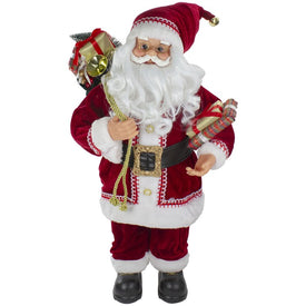 2' Standing Curly Beard Santa Christmas Figurine with Presents