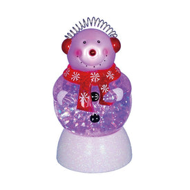 7.5" Color-changing Snowman with Ear Muffs LED Lighted Snow Globe Christmas Figurine